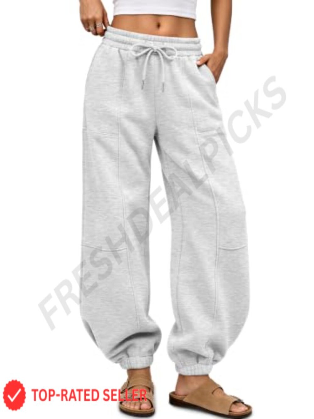 Women's Barrel Sweatpants Baggy Wide Leg Fleece Drawstring Jogger